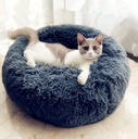 Lit rond en peluche // Noir